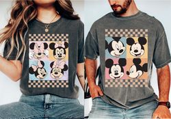 Vintage Mickey Minnie Matching Shirt, Checkered Mickey Minni
