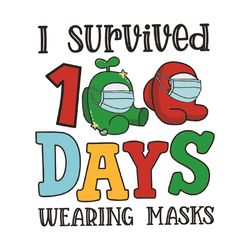 I Survived 100 Days Wearing Masks Svg, Trending Svg, Among Us Svg,Quarantined 2021 Svg, 100 Days Wearing Masks Svg, Mask