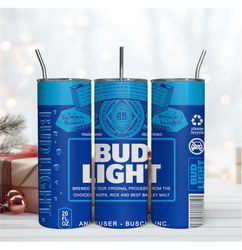 Blue Bud Light 20Oz Tumbler Wrap Sublimation Design, Beer Brand Tumbler