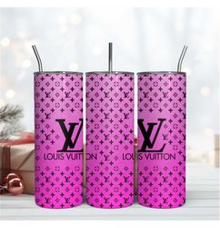 Pink LV Logo 20Oz Tumbler Wrap Sublimation Design, Brand Tumbler Wrap Design