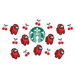 Starbucks Full Wrap Among Us Cherry Svg, Trending Svg, Starbucks Wrap Svg, Starbuck Hot Cup Svg, Full Wrap Among Us, Sta