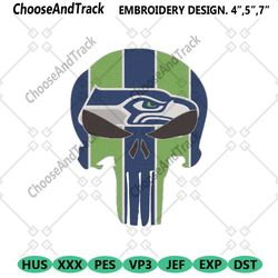 Skull Seattle Seahawks Football Logo Embroidery Design, NFL Team Logo Machine Embroidery Files