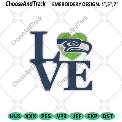 Seattle Seahawks Loves Football Logo Embroidery, Seattle Seahawks Design File