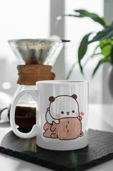 Bubu And Dudu Coffee Mug, Love Heart Cute Cartoon Pet, Love Hug Panda, Happy Valentines Day Gift 11 oz Ceramic Mug Gift