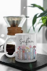Floral Music Album Mug, Swiftea Mug, Taylors Version Gifts, Swiftie Merch, Coffee Mug White 11 oz Ceramic Mug Gift Birth