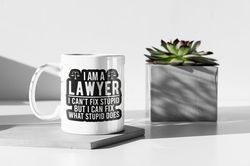 I Am A Lawyer I Cant Fix Stupid But I Can Fix What Stupid Does 11 oz Ceramic Mug Gift Friend Gift Colleague Gift Lawyer