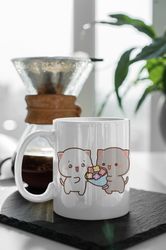 Mochi Peach And Goma Cute Cat Love Heart Cute Cartoon Pet Valentine Mug Happy Valentines Day Gift 11 oz Ceramic Mug Gift