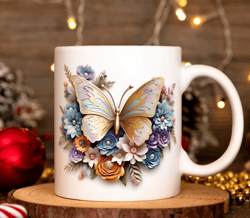 3D Golden Butterfly Floral Mug 11oz & 15oz Mug