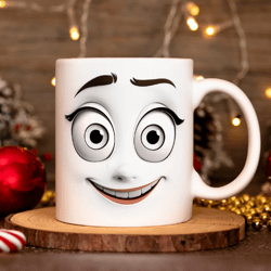 3D Funny Face Girl Mug 11oz & 15oz Mug, Flower Mug