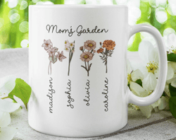 Mother's Day Gift, Custom Birth Month Birth Flower Mug, Mom's Garden Mug, Mom Birthday Gift, Mothers Day Mug, Custom Mom