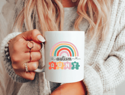 Autism Aunt Coffee Mug, Rainbow Autism Awareness Month Mug, Gift for Autism Auntie, Mother's Day Autistic Gift