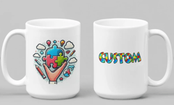 Autism Awareness, Education, 15 oz. Custom Name Mug