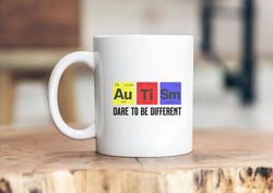 Autism Coffee Mug, Dare to Be Different, Neurodiversity Mug, Autism Teacher Gift