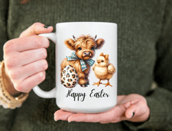 Highland cow mug Easter gift, Easter mug Highland cow gift, Gift for cow lovers, cute cow gift cow coffee cup