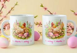 Personalized Easter Chicks Mug, Custom Easter Spring Coffee Mug, Easter Decor, Spring Kitchen Decor, Baby Chicks Easter