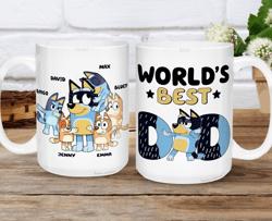 Personalized Bluey World's Best Dad Mug, Bluey Dad Mug, Bluey Bandit Dad Mug, Custom Bluey Gift, Bluey Fathers Day Gifts