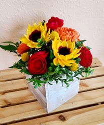Sunflower and Red Rose Mother's Day Centerpiece