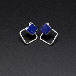 Lapis Lazuli Gemstone 925 Sterling Silver Handmade Earrings