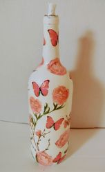 Handmade Butterfly and Flowers Tiki Bottle