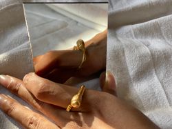 18 kt Gold Plated Buddha Adjustable Ring