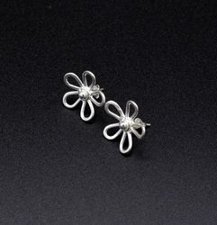 925 Sterling Silver Flower Handmade Earrings