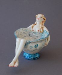 Beautiful exclusive mug Porcelain cup, Bather, Coffe Mug ,Sexy lady ,Unusual cup ,Art Ceramic Mug, Porcelain figurine