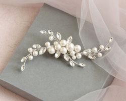 Wedding hair clip / Bridal hair clip pearl / Bridal accessory for short hair / Wedding hair piece for bride / Bridal hair jewelry hc3