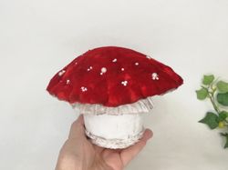 Red mushroom, Alice in Wonderland decor, hidden storage, pin cushion, made to order