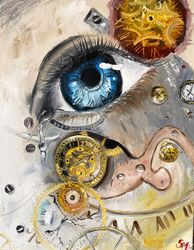Original Art Canvas Steampunk Eye Painting