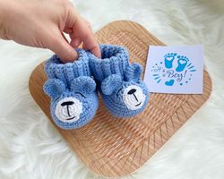 Gender reveal ideas baby Crochet blue bunny boots newborn Boy party gift Cute pregnancy announcement
