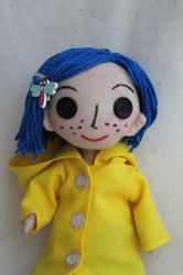 Coraline doll with button eyes , fabric dolls . handmade doll . Rag doll . Christmas gift ideas .