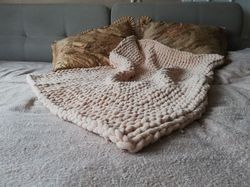 Beige throw blanket plush pastel blanket cozy warm quilt