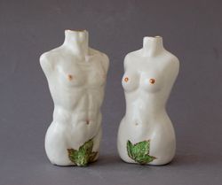 Adam and Eve Ceramic Torso figurine Decorative vase He and she sexy Set Nude Female and Male Body Erotic Figurines Nude man and woman handmade sculpture Great gift idea for him and her м