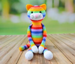 rainbow cat,cat toy,colorful cat,plush toy,handmade toy,toys for kids,soft cat