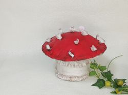 Red mushroom, Alice in Wonderland decor, hidden storage