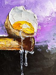 Original Oil Food Artwork Egg Painting For Kitchen Broken Egg