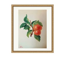 Botanical painting with citrus branch - unique illustration painting for home