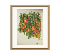Botanical painting with red apples- unique nature painting design - gift for Mom