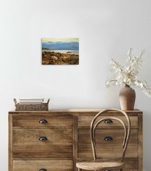 Luxury handmade paintings with golden seascape for home furnishing - anniversary