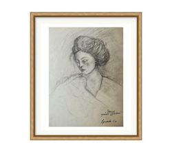 Handmade classic portrait of a woman - unique painting for interior decoration
