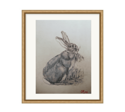 Animal paintings with hare - unique pets paintings for home decor - gift for Mom