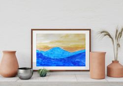 【Mountains】- Minimalist Blue Hills Abstract Landscape Art , home decor ,wall art