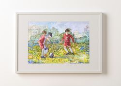 Football watercolor painting - home decor,wall art,Nordic paintings,hostel