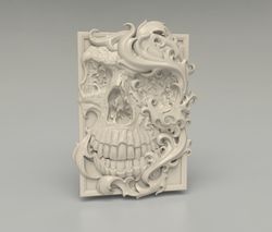 3D Model STL CNC Router file 3dprintable Gothic Skull panel