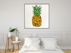 Pineapple - Square paintings, home decor, original watercolor painting