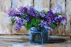 Lilac Painting Oil Flowers Original Art Floral Artwork Canvas Art