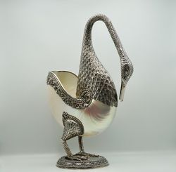 Swan Sterling Silver Vase & Shell Nautilus Scrobiculatus