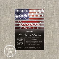 Military Retirement Ceremony Invitation, American Flag Invite