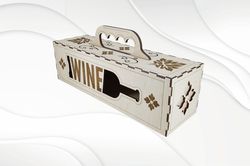 Wine box holder svg dxf files for laser cut. Laser design. Glowforge svg pattern, Drawing laser.
