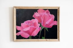 Rose original painting | Floral art | Oil painting | Valentine's Day Gift